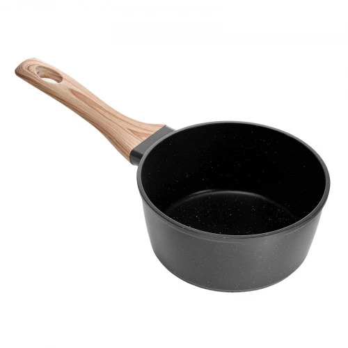 VEVOR 1,5 QT padažas puodas su nelipnia danga, grūdinto stiklo dangčiu ir nuimama rankena, juodas
