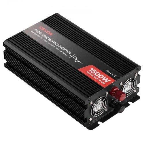 Koduva VEVOR 1500 W galios keitiklis, 12 V DC į 230 V AC, grynos sinusoidės, su nuotolinio valdymo pultu, USB ir Type-C