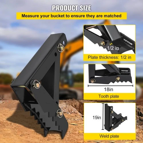 Koduva VEVOR 18" ekskavatoriaus nykštys, 1/2" dantų storio, plieno