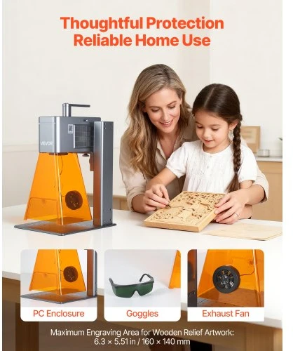 VEVOR 2-in-1 dvigubo lazerio graviravimo įrenginys, 20 W mėlynas ir 2 W IR, 160 x 140 mm, Nano Duo