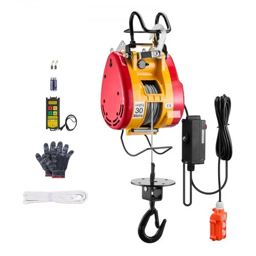 Koduva VEVOR 2-in-1 elektrinė gervė, 1100 lb, 1800 W, 98 ft kėlimo aukštis, laidinis ir belaidis nuotolinis valdymas