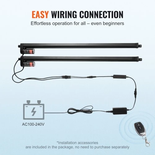 VEVOR 2 vnt. 12V linijinių pavarų rinkinys, 760 mm, 9 mm/s, 1000 N, IP54