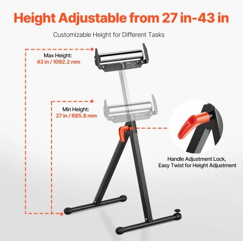 VEVOR 2 vnt. atraminiai ritininiai stovai, 113 kg, reguliuojamas aukštis 686–1092 mm