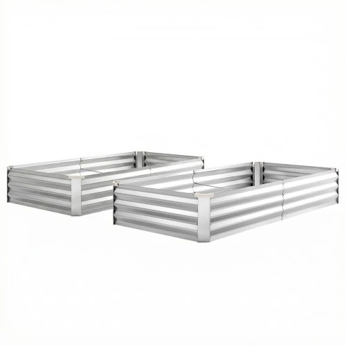 VEVOR 2 vnt. cinkuotos pakeltos lysvės, 180 x 90 x 30 cm, stačiakampės metalinės sodinimo dėžės, sidabrinės