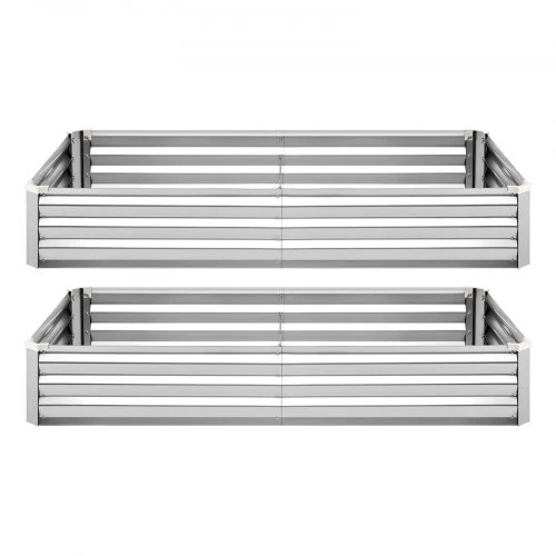 VEVOR 2 vnt. cinkuotos pakeltos lysvės, 180 x 90 x 30 cm, stačiakampės metalinės sodinimo dėžės, sidabrinės
