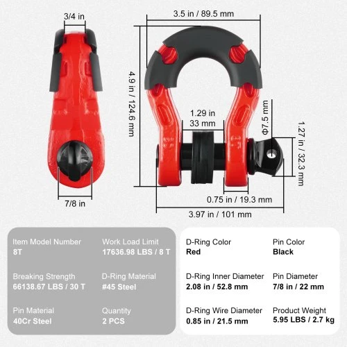 VEVOR 2 vnt. D formos vilkimo apkaba, 19 mm, su 22,2 mm sraigtiniu kaiščiu