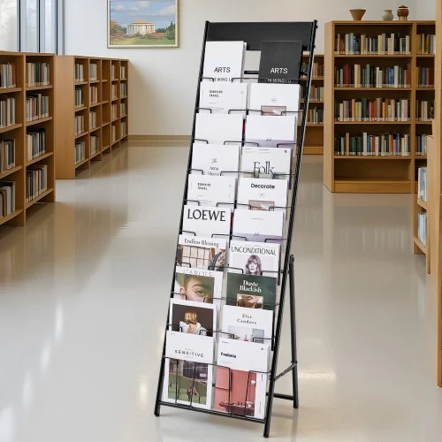 VEVOR 20 kišenių brošiūrų stovas, metalinis grindinis literatūros laikiklis, juodas