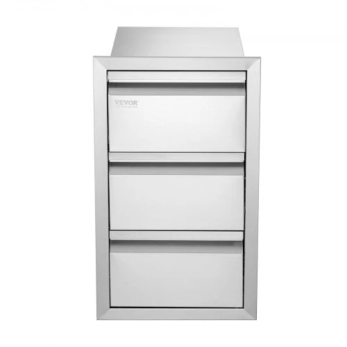 Koduva VEVOR 201 nerūdijančio plieno trigubas stalčius lauko virtuvei ir BBQ salai, 48,3 x 66 cm