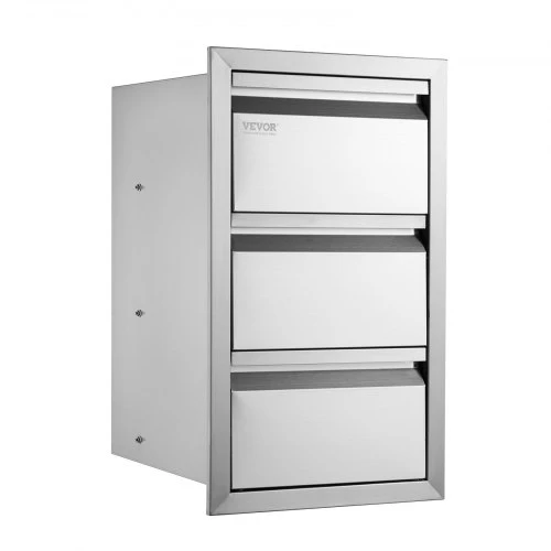 Koduva VEVOR 201 nerūdijančio plieno trigubas stalčius lauko virtuvei ir BBQ salai, 48,3 x 66 cm