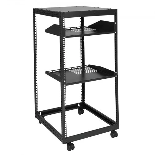 Koduva VEVOR 20U atviras serverio stovas, reguliuojamas gylis 58,5–101,6 cm, 19 colių, pastatomas arba tvirtinamas prie sienos, su ratukais
