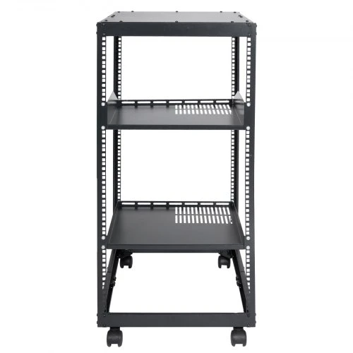Koduva VEVOR 20U atviras serverio stovas, reguliuojamas gylis 58,5–101,6 cm, 19 colių, pastatomas arba tvirtinamas prie sienos, su ratukais