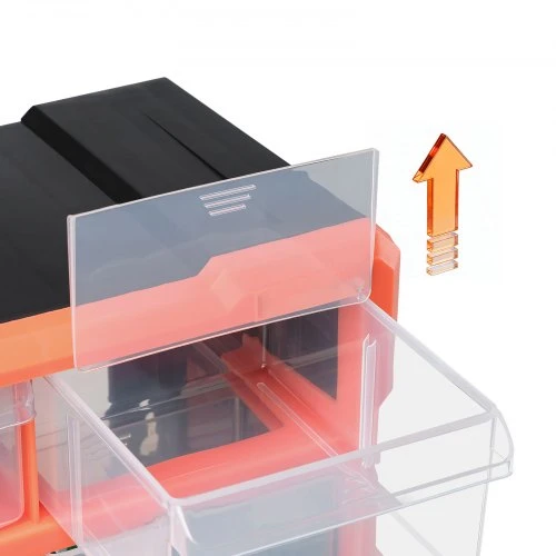 VEVOR 22 stalčių plastikinių mažų detalių organizatorius, juodas ir oranžinis
