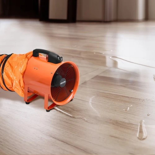 Koduva VEVOR 25,4 cm nešiojamas ventiliatorius, oranžinis, su 10 m lanksčia ortakių žarna