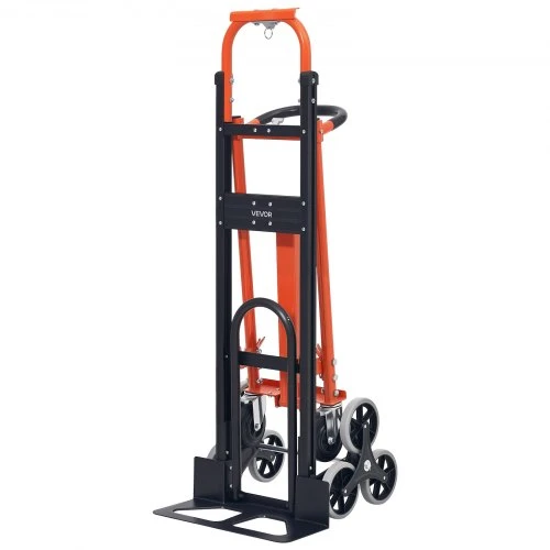 Koduva VEVOR 3 in 1 industrinis sulankstomas laiptų vežimėlis, 350 kg, oranžinės ir sidabrinės spalvos