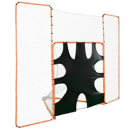 VEVOR 3-in-1 lakroso vartai su užtvara ir taikiniu, 12 x 9 pėdų, plieno rėmas, oranžinė