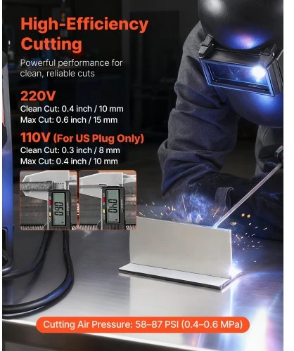 VEVOR 3-in-1 plazminis pjoviklis suvirintojas, CUT/TIG/MMA, 50 A, 200 A, 220 V