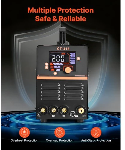 VEVOR 3-in-1 plazminis pjoviklis suvirintojas, CUT/TIG/MMA, 50 A, 200 A, 220 V