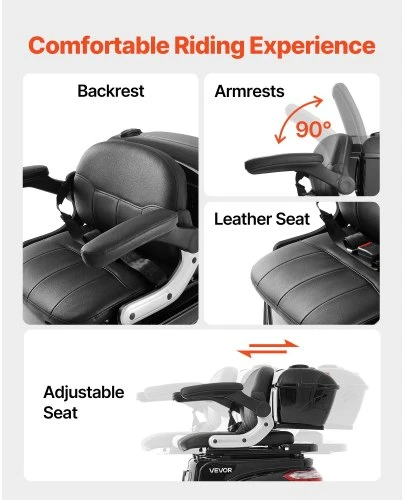 VEVOR 3 ratų mobilumo scooteris senjorams ir suaugusiems, 500 lbs, 35 km, 3 greičiai, 1000 W, VISTA-1