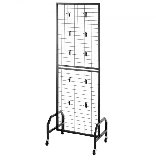 VEVOR 3 vnt. sieninės grid panelės, 600 x 1640 mm, su ratukais ir 30 kabliukų