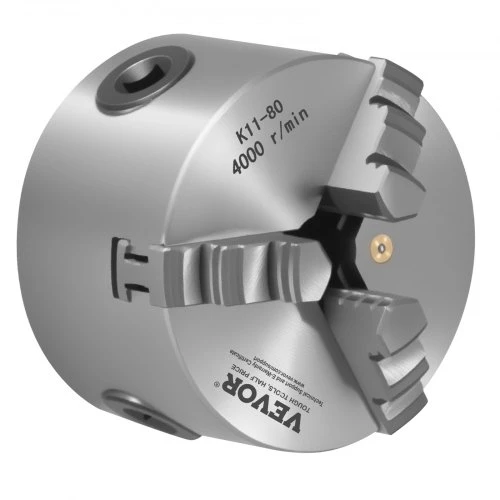 VEVOR 3 žandų tekinimo griebtuvas, 80 mm, savaime centruojantis, 2-63 mm, su T-raktu