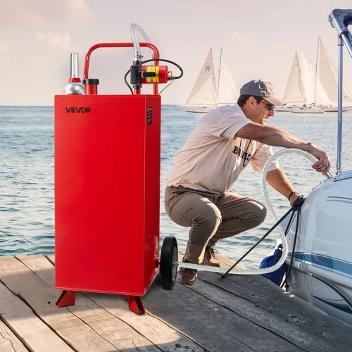 VEVOR 30 galonų kuro vežimėlis, elektrinis siurblys, 32 l/min, dyzelinui ir benzinui, 2 ratai, 10 pėdų žarna