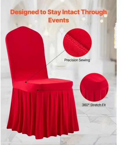 VEVOR 30 vnt. raudoni kėdžių užvalkalai, tamprūs poliesterio ir spandekso užvalkalai