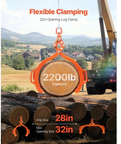 VEVOR 32 colių rąstų kėlimo replės, 4 žnyplių, pasukamos