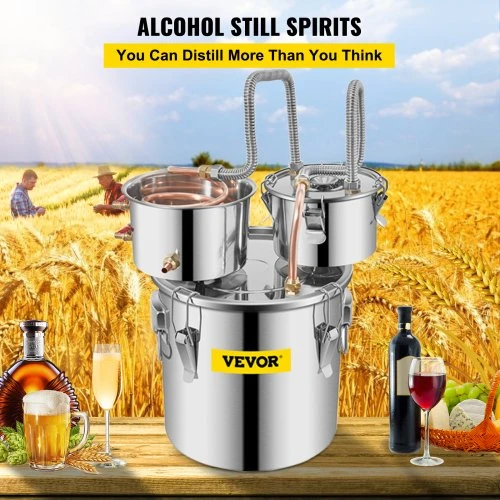 VEVOR 32,2 l namų naudojimo distiliavimo aparatas, nerūdijančio plieno, dvigubas katilas