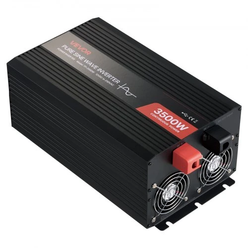 Koduva VEVOR 3500W keitiklis, 12 V DC į 230 V AC, grynos sinusoidės, LCD ekranas, nuotolinis valdymas, USB, Type-C, 2 AC lizdai