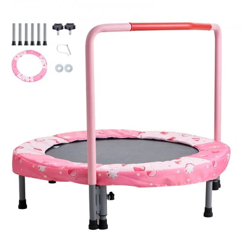 VEVOR 36" vaikų batutas su rankena, sulankstomas mini batutas 3+ metų vaikams, raudonas