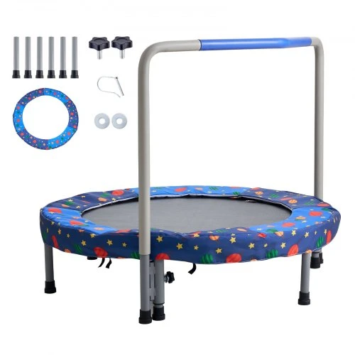 VEVOR 36" vaikų batutas, sulankstomas mini batutas su rankena, 3+ metų vaikams, mėlynas
