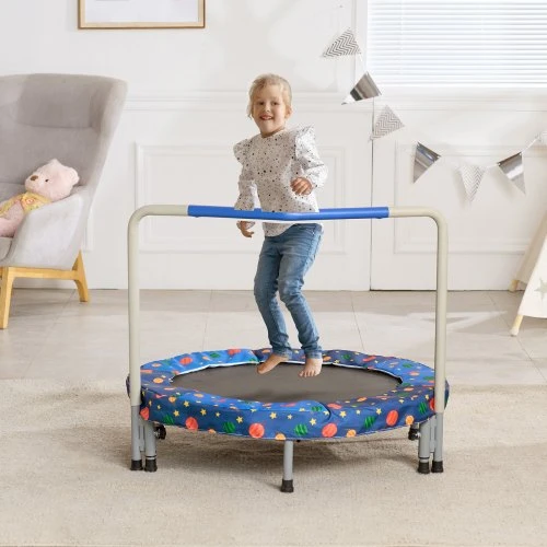 VEVOR 36" vaikų batutas, sulankstomas mini batutas su rankena, 3+ metų vaikams, mėlynas