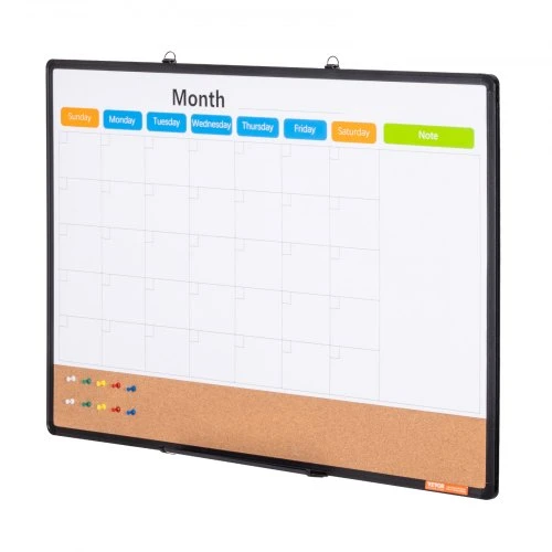 Koduva VEVOR 36 x 24 mėnesio kalendoriaus lenta „Whiteboard“ ir kamštinė lenta, 2 viename, su aliuminio rėmu