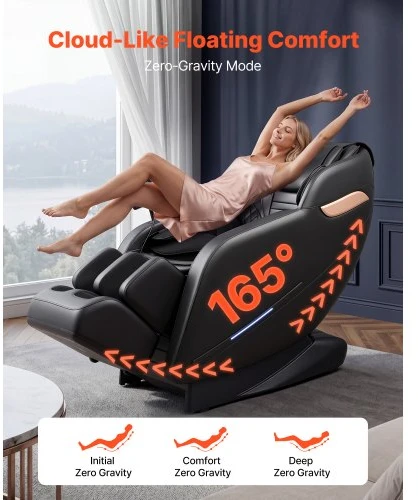 Sofa VEVOR 3D nulinės gravitacijos masažinė kėdė su prailginama pakoja, automatinėmis programomis, oro pagalvėmis, juosmens ir kojų šildymu