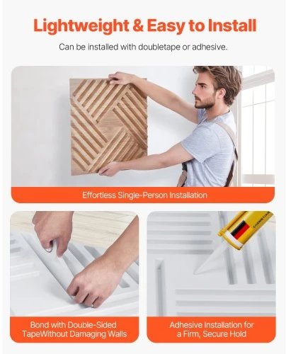 Koduva VEVOR 3D sienų panelės, 12 vnt., PVC, 19,7 x 19,7 col., šviesaus medžio spalva