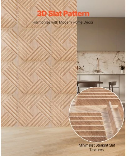 Koduva VEVOR 3D sienų panelės, 12 vnt., PVC, 19,7 x 19,7 col., šviesaus medžio spalva