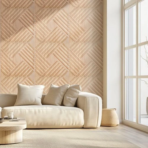 Koduva VEVOR 3D sienų panelės, 12 vnt., PVC, 19,7 x 19,7 col., šviesaus medžio spalva