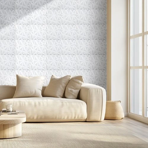 Koduva VEVOR 3D sienų panelės, 33 vnt., 300 x 300 mm, PVC, minimalistinio deimanto raštas, matinė balta