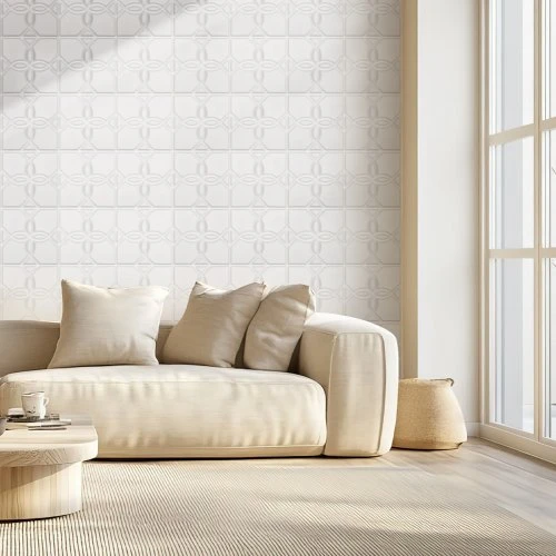 Koduva VEVOR 3D sienų panelės, 33 vnt., 11,81 x 11,81 col., PVC, matinė balta, gėlių stilius