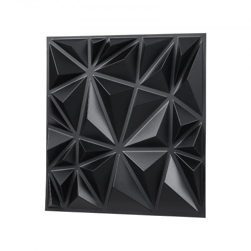 VEVOR 3D sienų panelės, 33 vnt., 11,81 x 11,81 in, PVC, deimanto raštas, matinė juoda