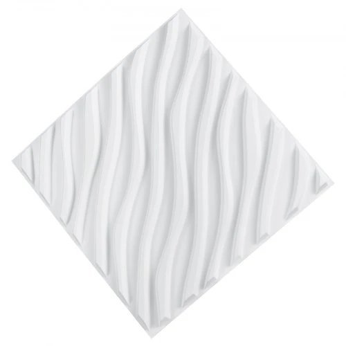 VEVOR 3D sienų plokštės, 12 vnt., 19,7 x 19,7 col., PVC, banguotas stilius, matinė balta