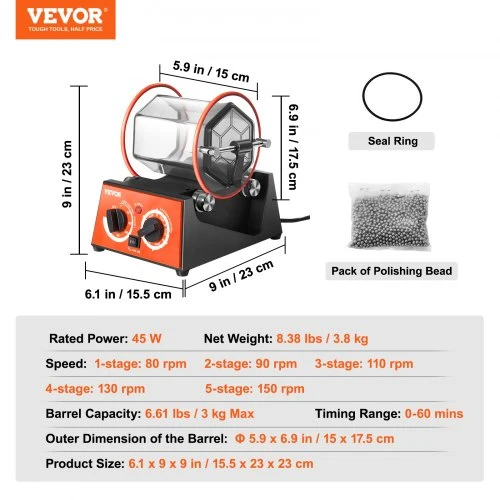 VEVOR 3kg rotacinis tumbleris paviršiaus poliravimo mašina