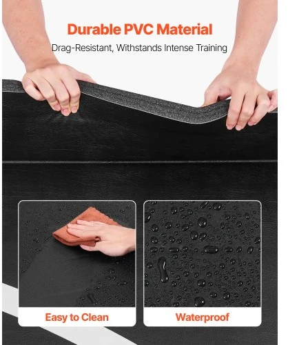 VEVOR 3x3 m imtynių kilimėlis, juodas, PVC, su apskritimais