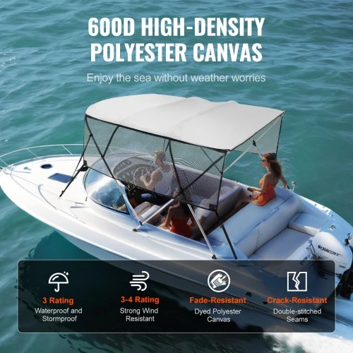 VEVOR 4 lankų bimini tentas valtims, šviesiai pilkas