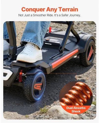 VEVOR 4 ratų elektrinis mobilumo skuteris su automatiniu sulankstymu, nuotoliniu valdymu, NFC raktais, 120 kg
