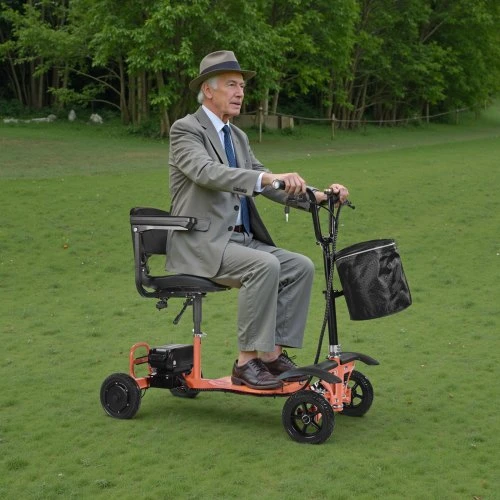 VEVOR 4 ratų sulankstomas elektrinis mobilumo vežimėlis su 48 V ličio baterija, iki 120 kg, oranžinis