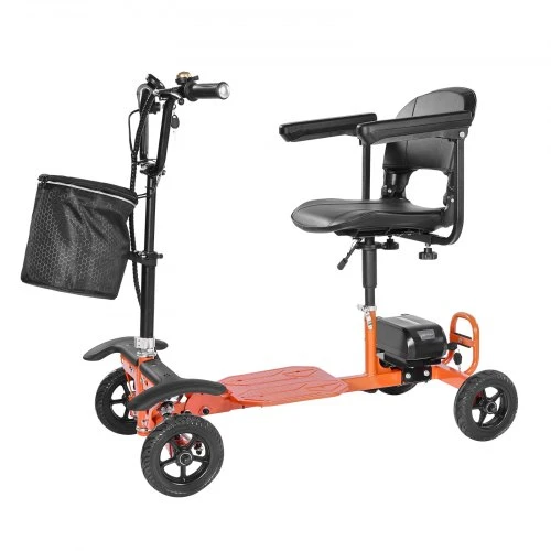 VEVOR 4 ratų sulankstomas elektrinis mobilumo vežimėlis su 48 V ličio baterija, iki 120 kg, oranžinis