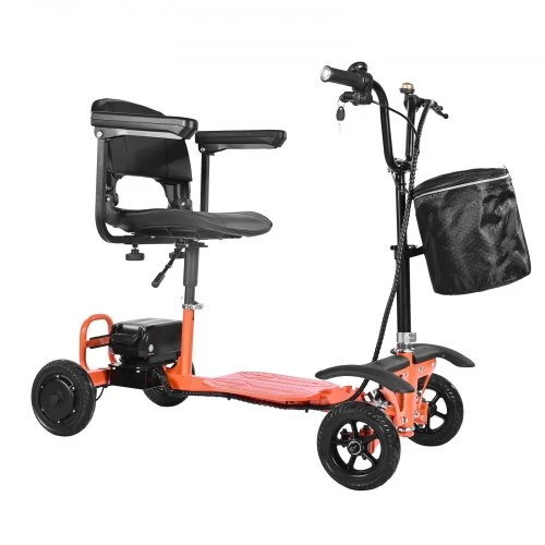 VEVOR 4 ratų sulankstomas elektrinis mobilumo vežimėlis su 48 V ličio baterija, iki 120 kg, oranžinis