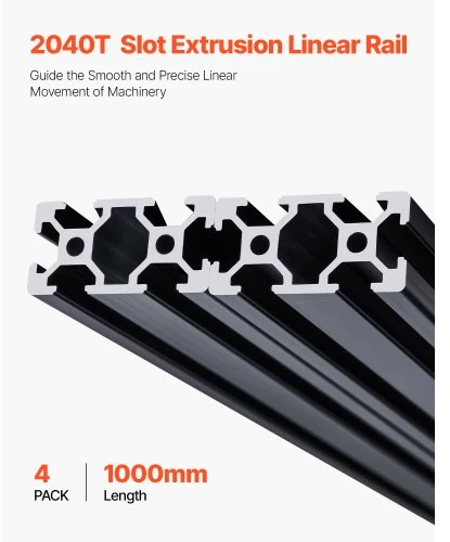 VEVOR 4 vnt. 2040 T formos aliuminio profilio linijinis bėgelis, 1000 mm, juodas