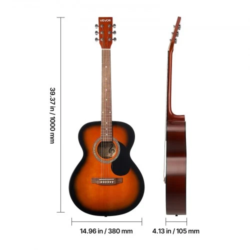 Koduva VEVOR 40 colių dreadnought akustinė gitara pradedantiesiems, sunburst, su gig bag